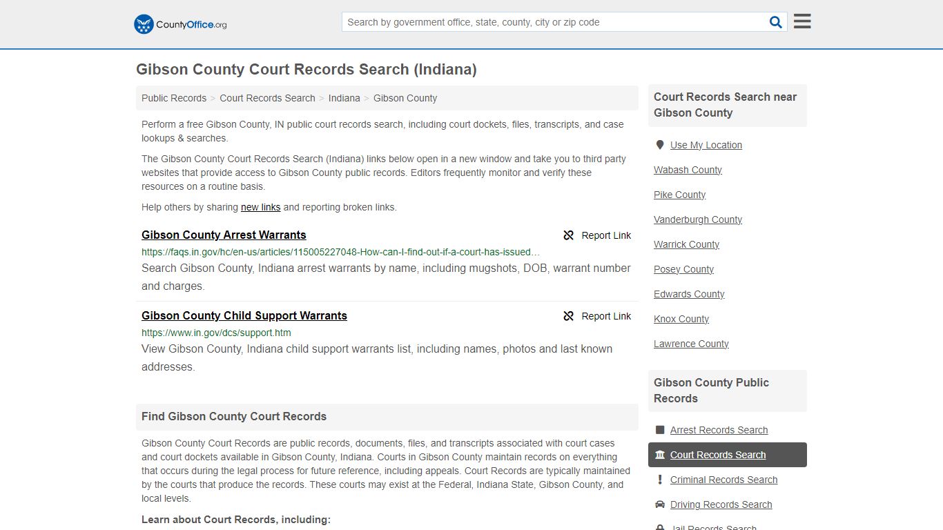 Gibson County Court Records Search (Indiana) - County Office