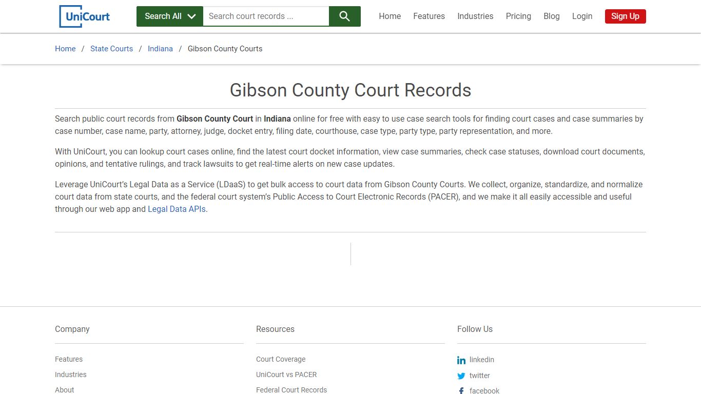 Gibson County Court Records | Indiana | UniCourt